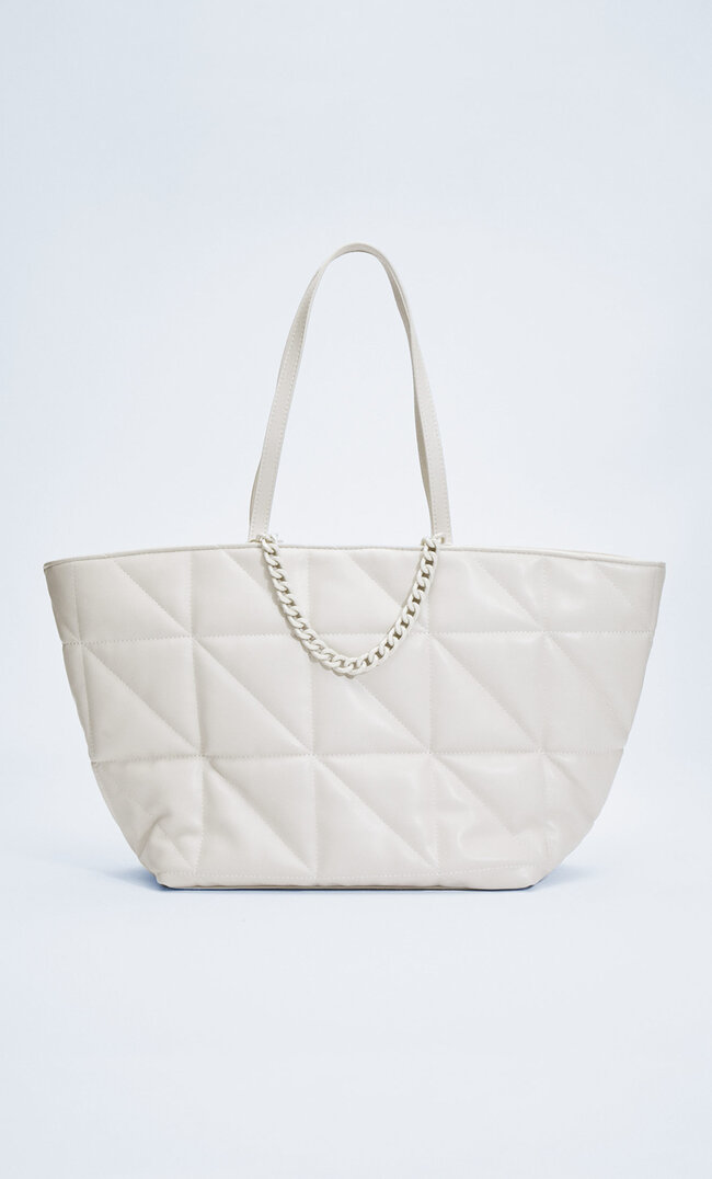 

Stradivarius Shopper Mit Kette Ecru M