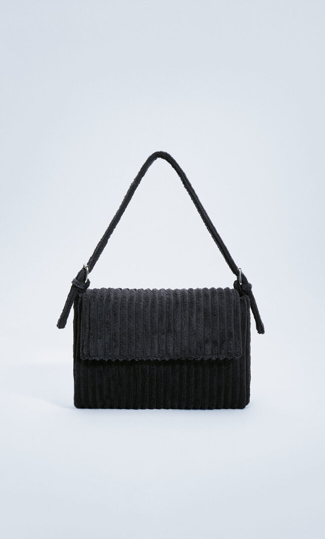 Stradivarius Schultertasche Aus Cord Schwarz M