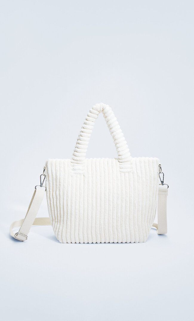 

Stradivarius Sztruksowa Torba Shopper Ecru M