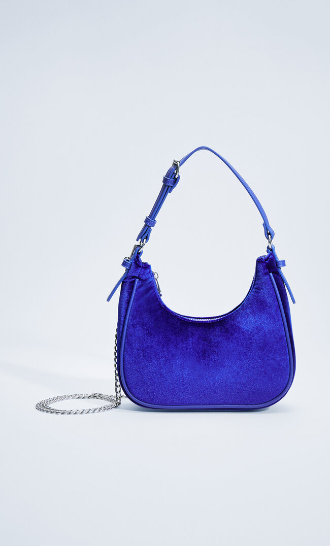 

Stradivarius Schultertasche Aus Samt Blau M