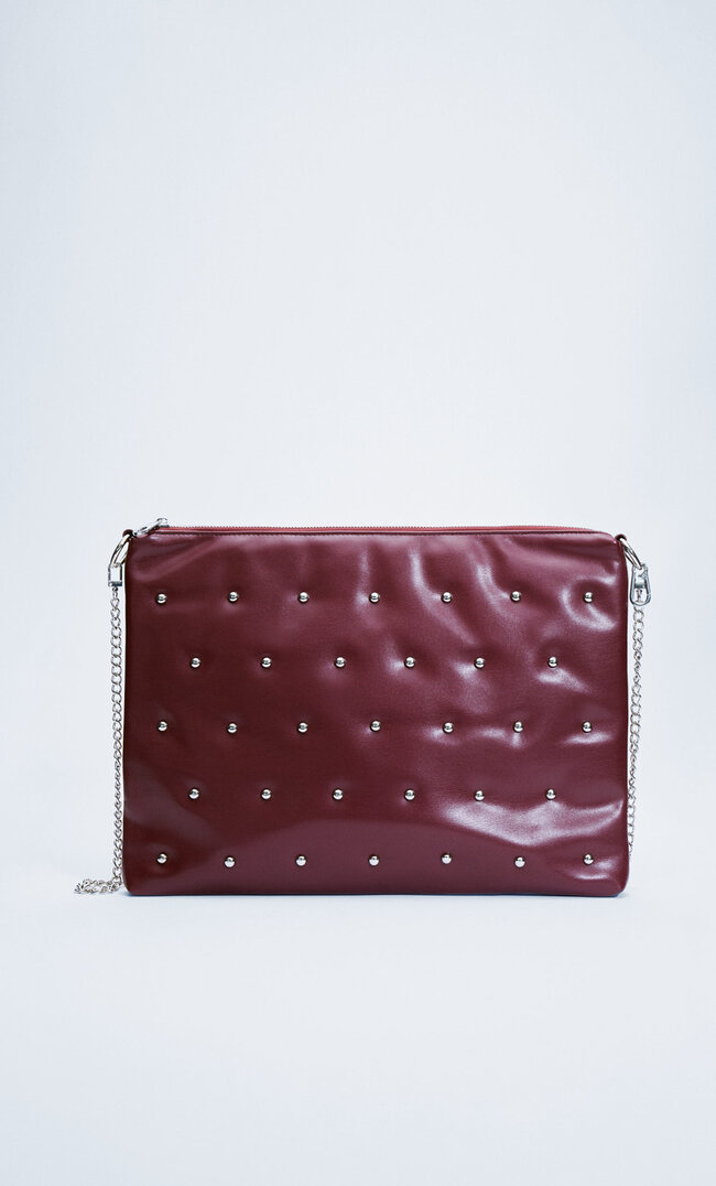 

Stradivarius Multiway-Umhängetasche Mit Nieten Granatrot M