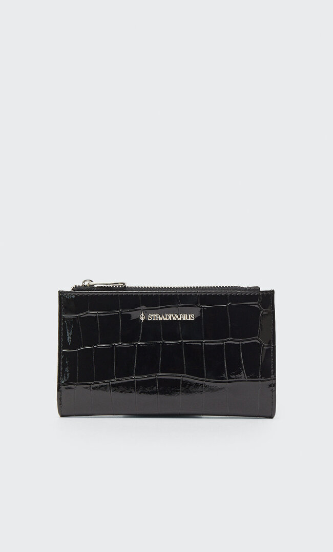 

Stradivarius Porte-Monnaie Basique Effet Croco Noir M