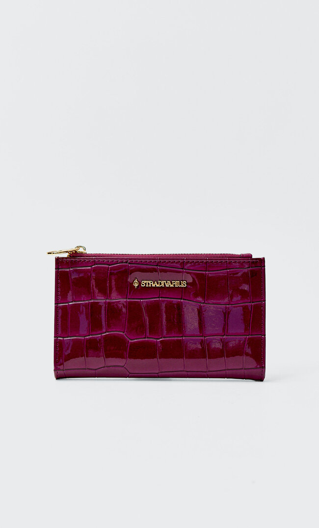 

Stradivarius Basic-Geldbeutel Mit Krokoprägung Fuchsia M
