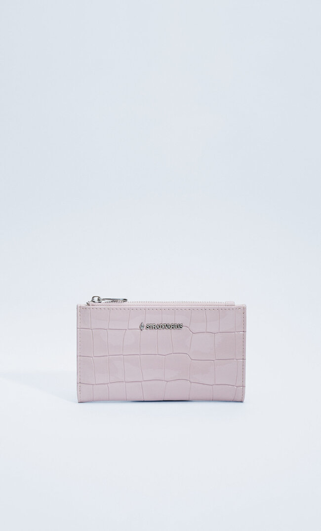 

Stradivarius Basic-Geldbeutel Mit Krokoprägung Rosa Nude M