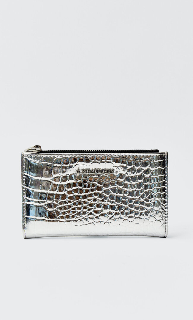 

Stradivarius Porte-Monnaie Basique Effet Croco Gris M