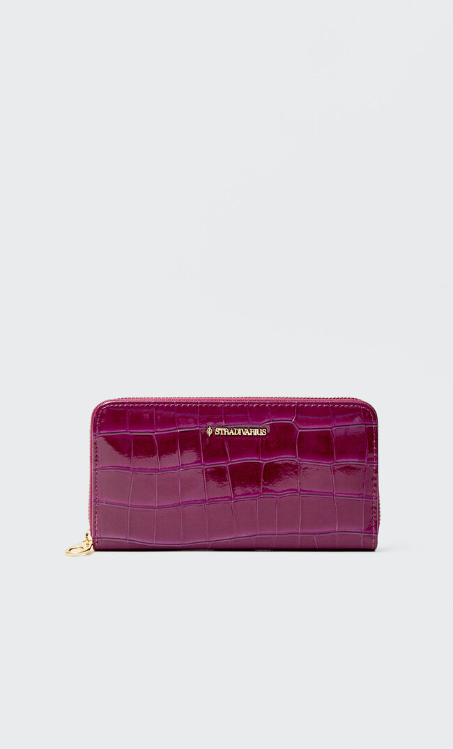 

Stradivarius Portefeuille Zippé Effet Croco Fuchsia M