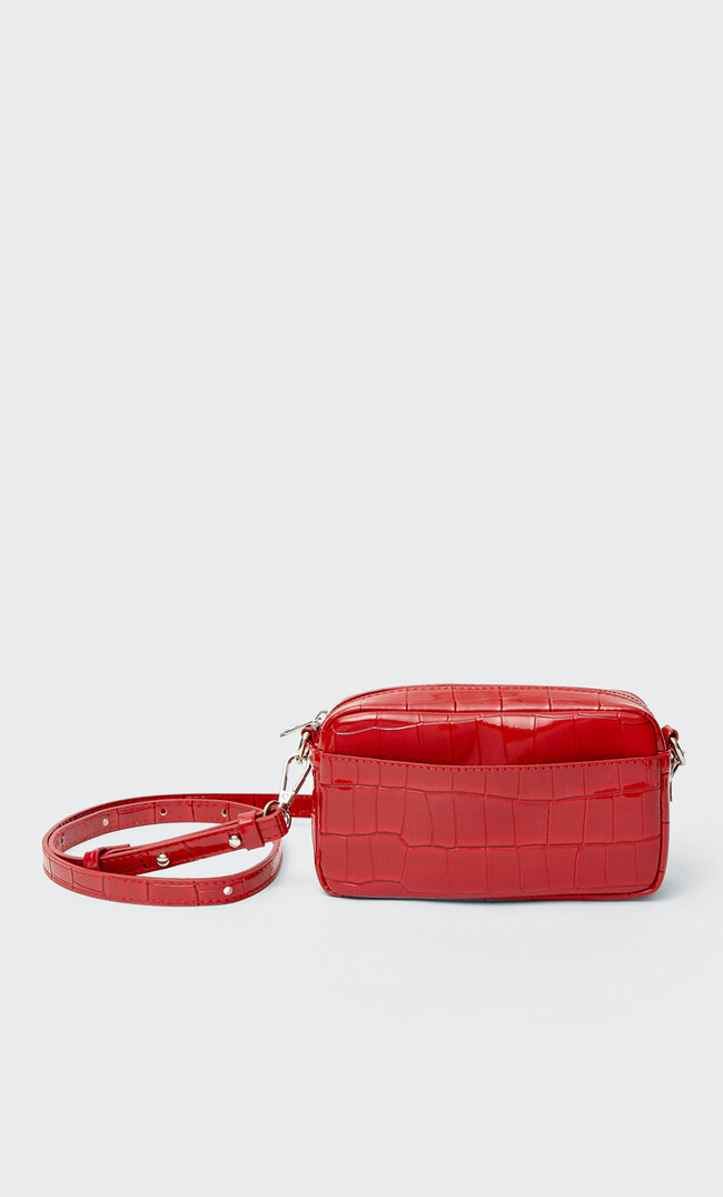 Stradivarius Mini-Tasche Mit Krokoprägung Rot M