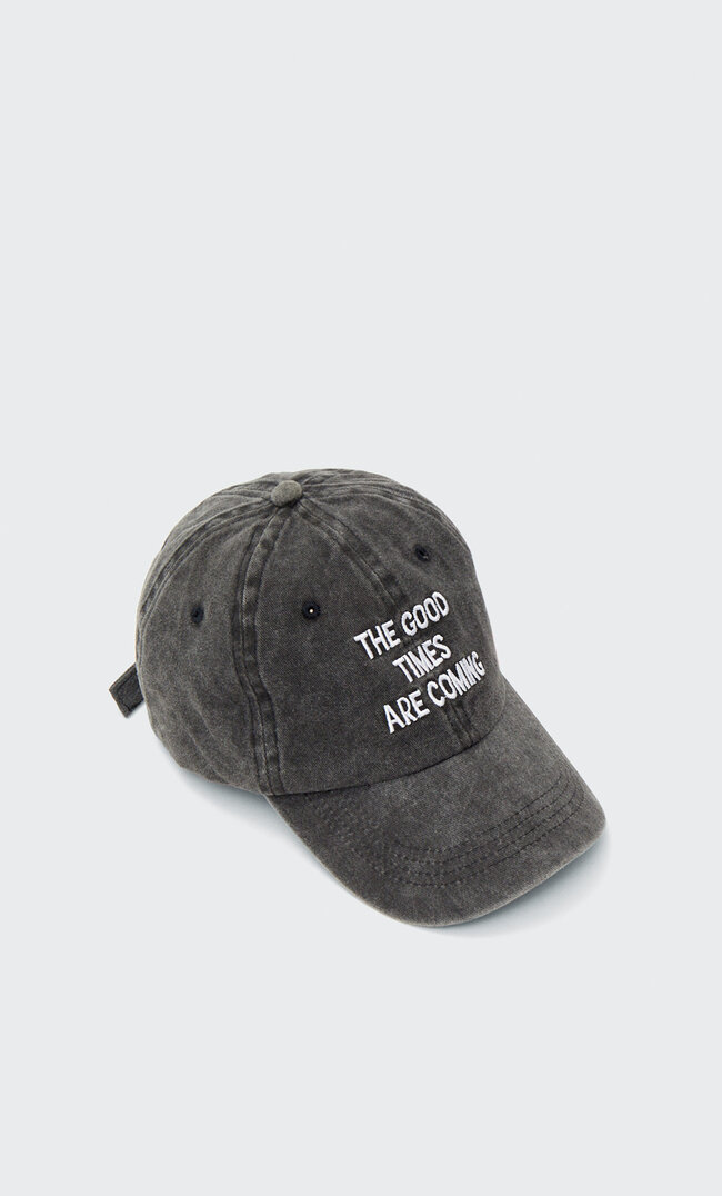 

Stradivarius Basecap Im Washed-Look Mit Slogan Grau Melange 103