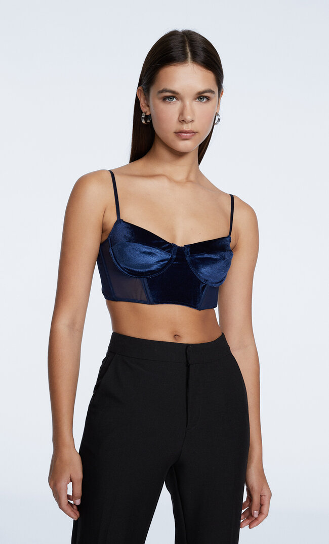 

Stradivarius Corsage Aus Samt Marineblau M