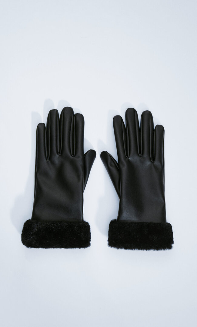 

Stradivarius Kunstlederhandschuhe Mit Lammfellimitat Schwarz M