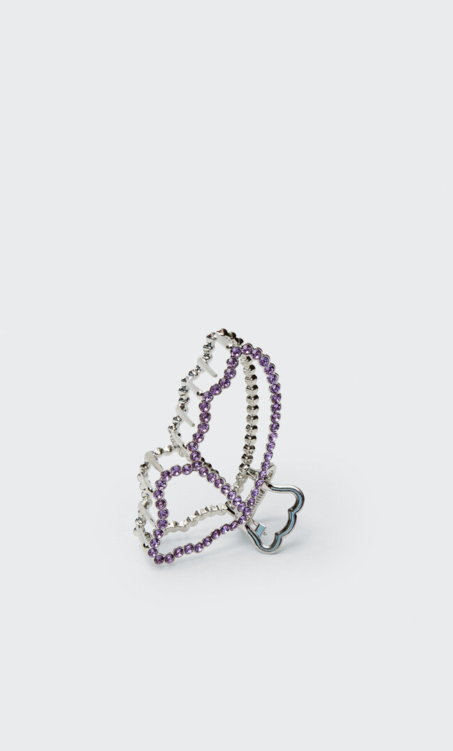 

Stradivarius Haarklammer Mit Schmetterling Und Strass Grau M