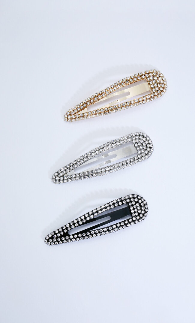 

Stradivarius 3er-Set Große Haarclips Mit Glitzer Schwarz M