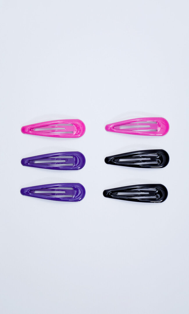 Stradivarius Lot De 6 Clips Basiques Vernis Noir M