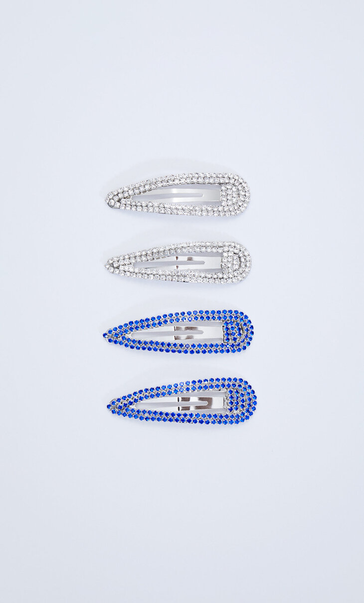 Set of 4 shiny enamel hair clips