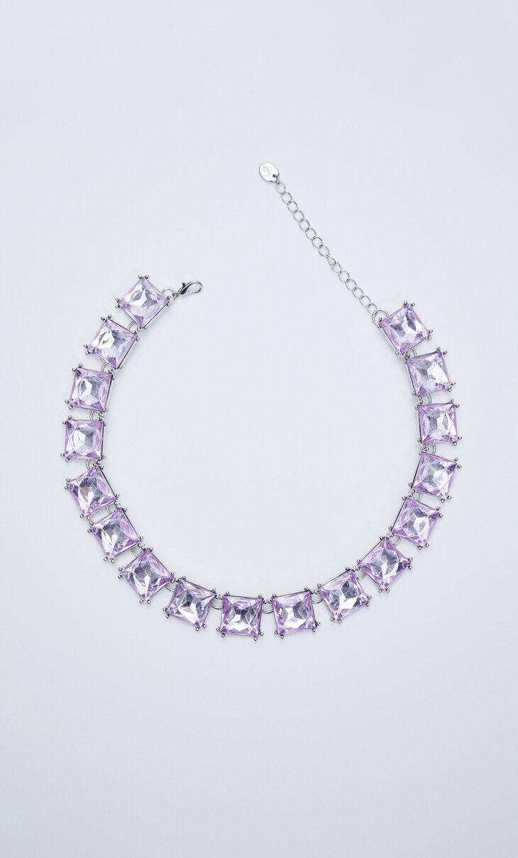 Coloured diamanté stone necklace