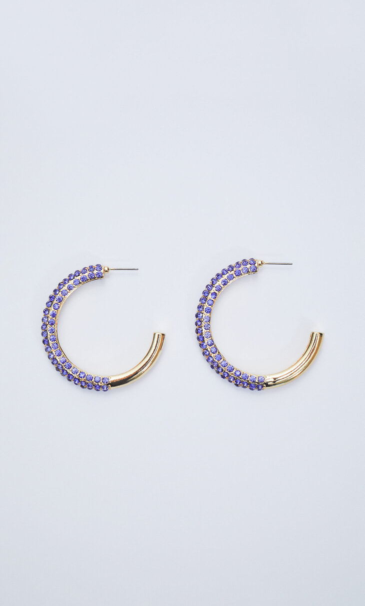 Coloured rhinestone crystal diamanté hoop earrings
