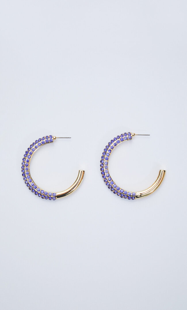 

Stradivarius Creolen Mit Buntem Glitzer-Strass Purpurrot M