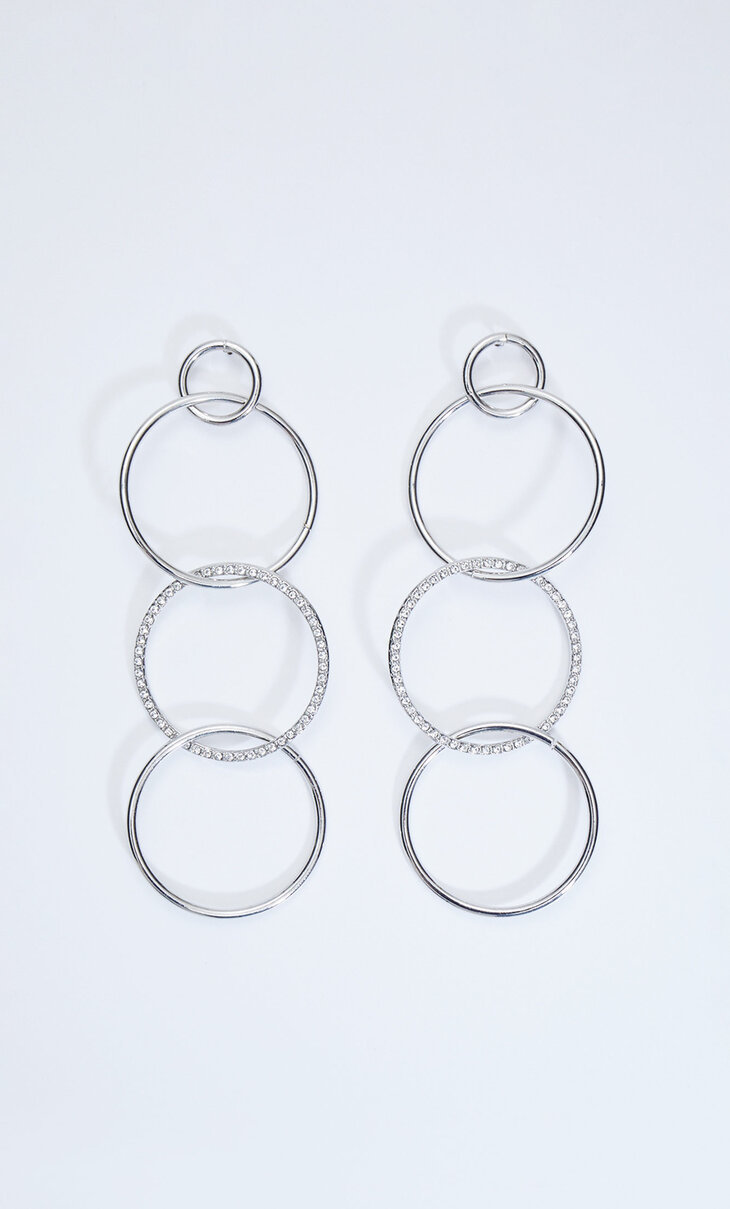 Diamanté hoop dangle earrings