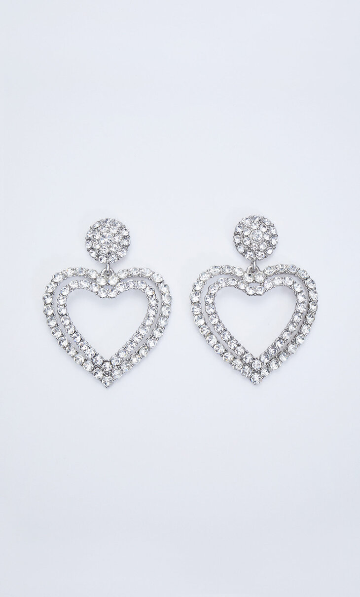 Diamanté crystal heart earrings