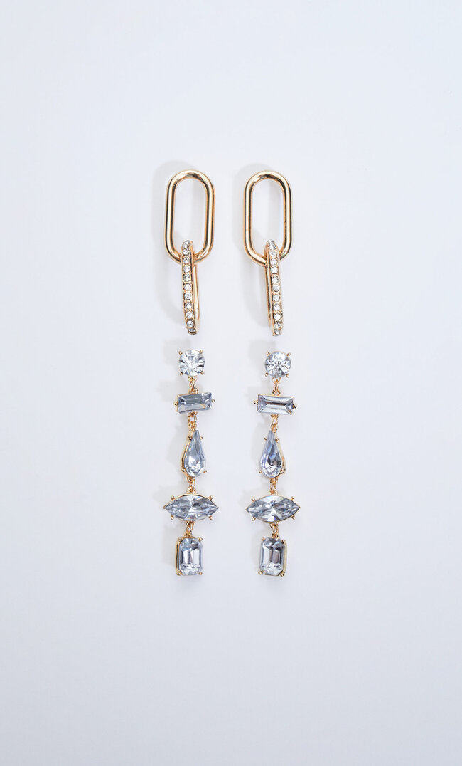 

Stradivarius Set Mit 2 Ohrringen Mit Strass Und Steinen Gelb M