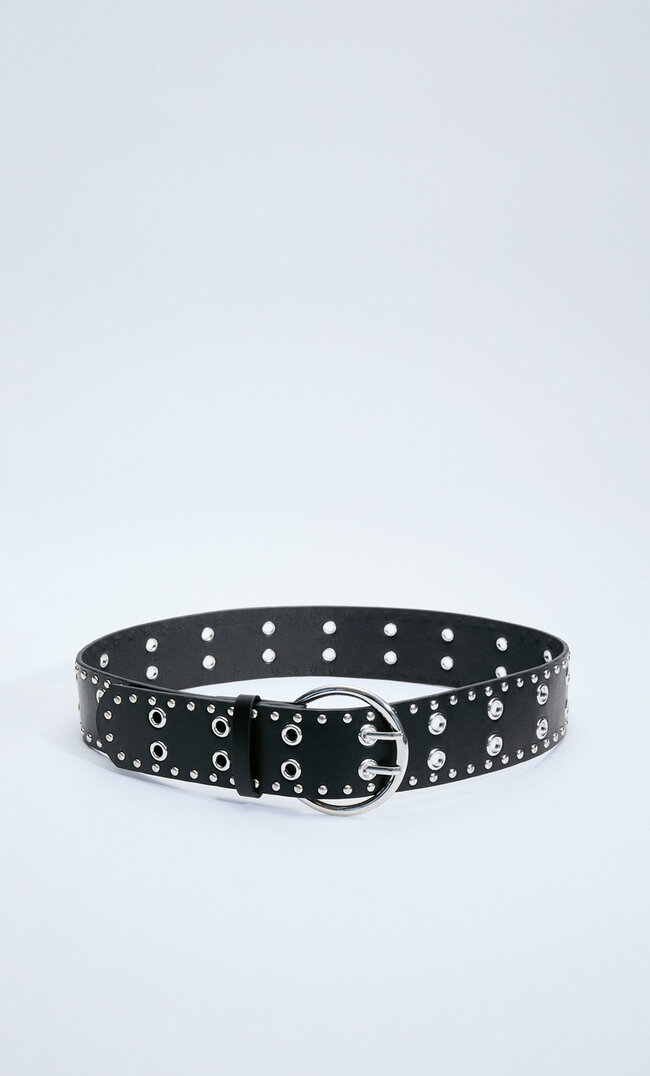 

Stradivarius Breiter Gürtel Mit Nieten Und Eyelets Schwarz 90