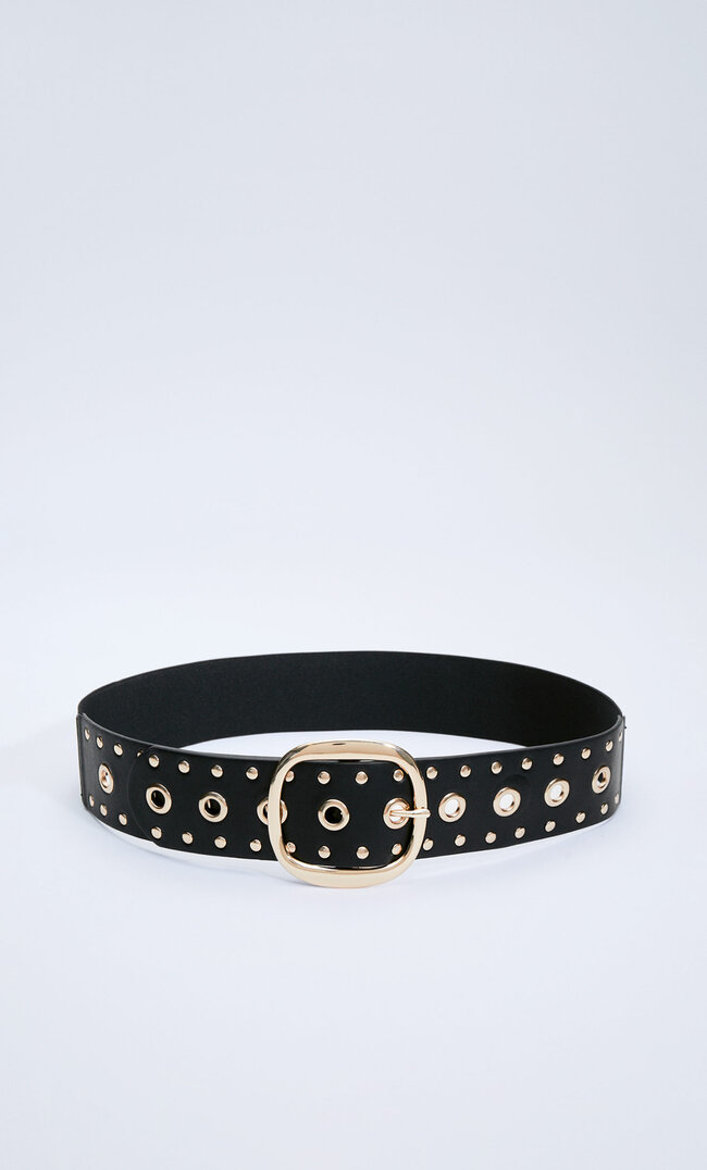 

Stradivarius Ceinture Élastique Clous Et Œillets Noir 80
