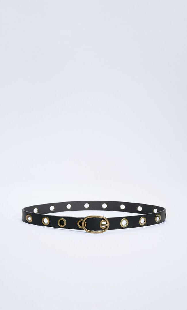 

Stradivarius Ceinture Grands Œillets Dorés Noir 70