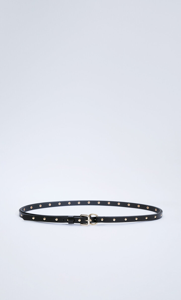 Thin double belt with eyelets