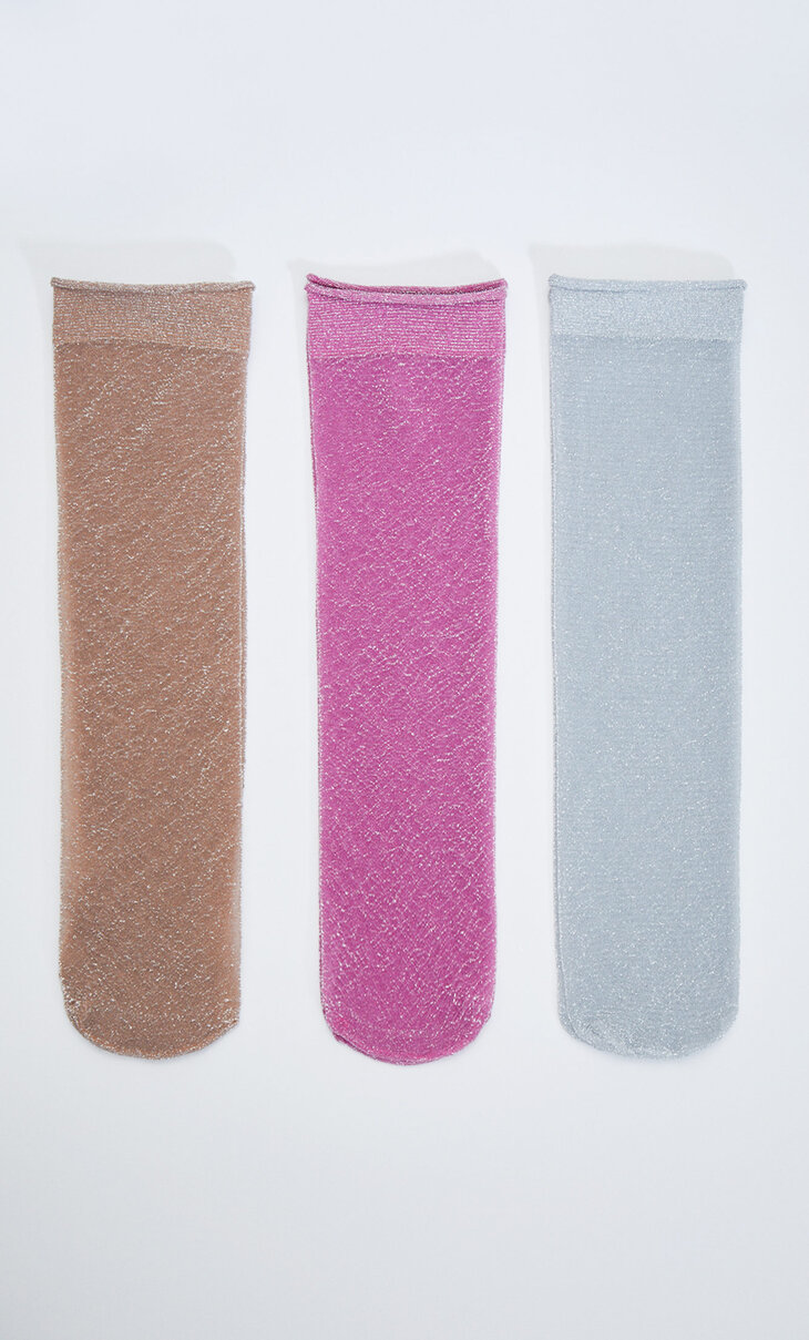 3’lü renkli külotlu çorap paketi