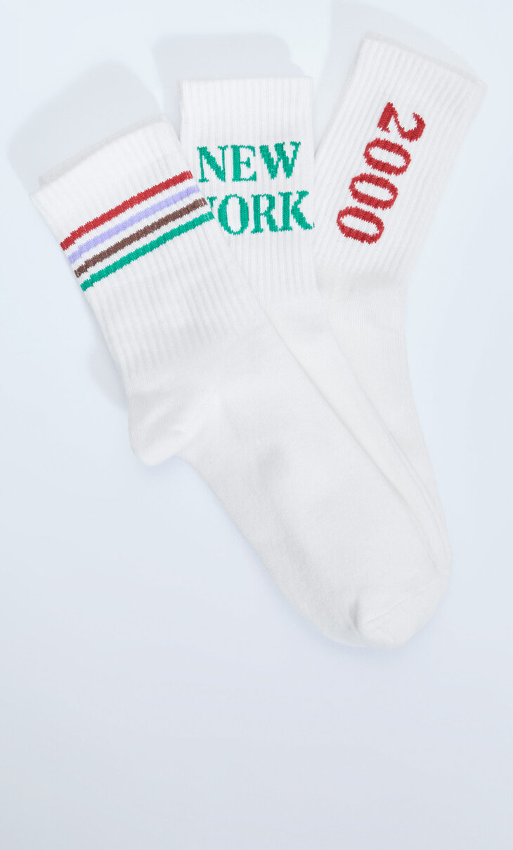 3er-Pack gestreifte Socken New York