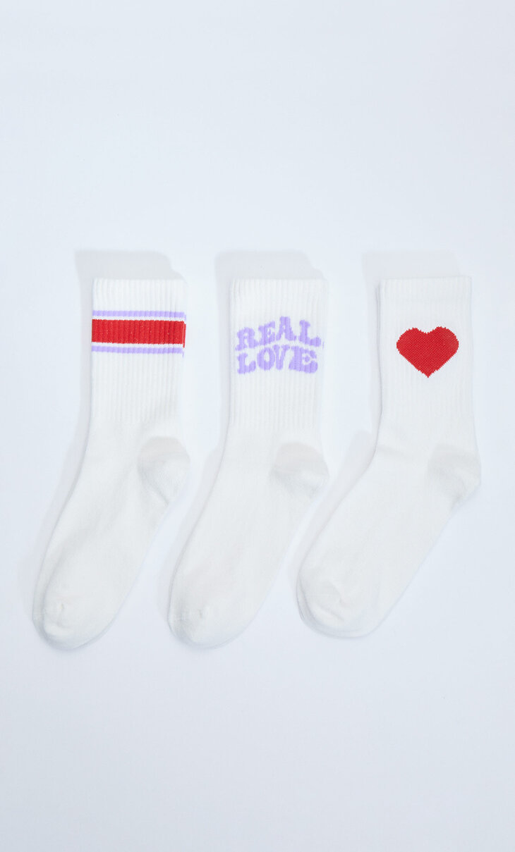 חבילה של 3 זוגות גרביים בעיצוב love