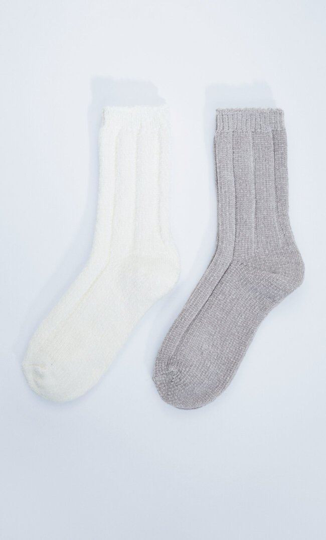 Stradivarius 2er-Pack Socken Aus Chenille Grau Melange 103