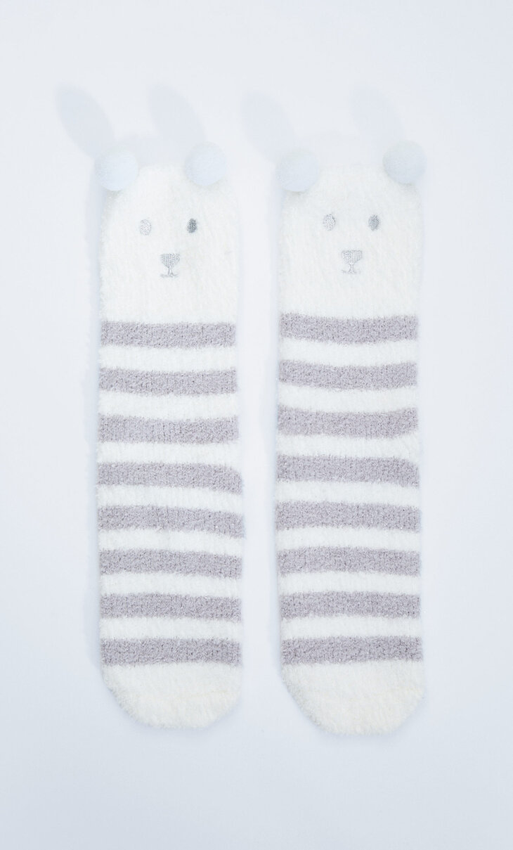 Embellished bear socks