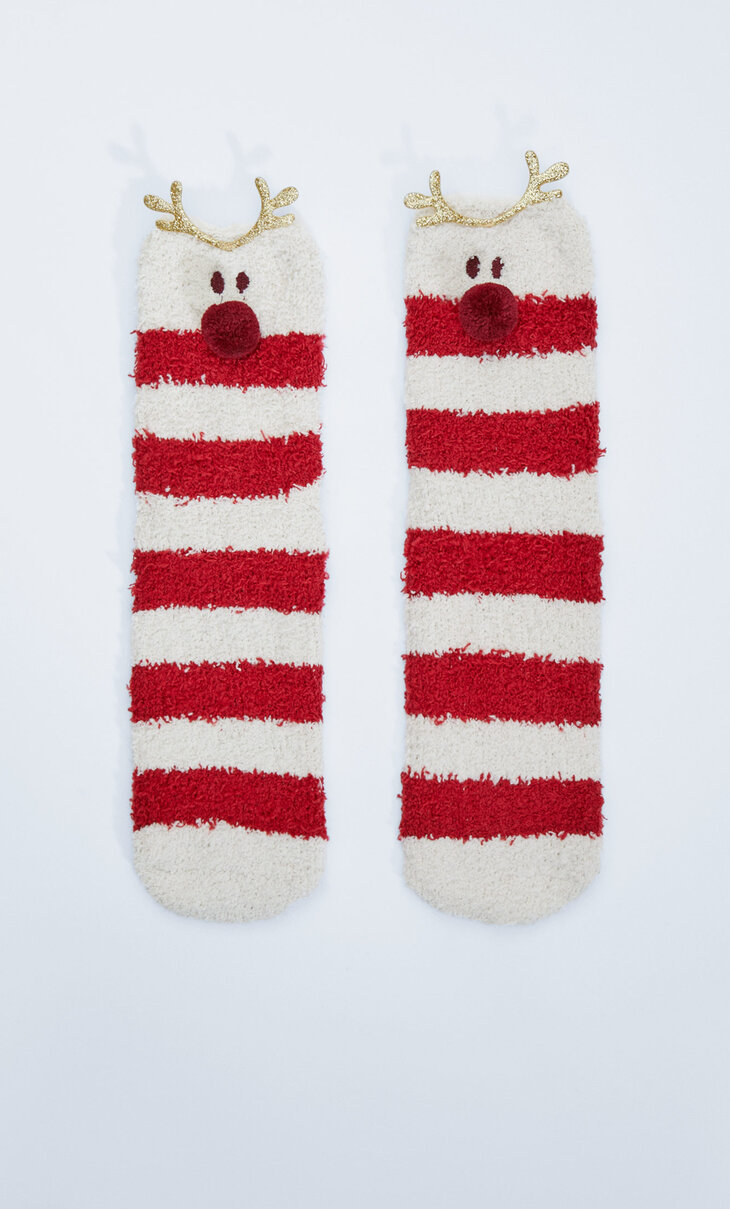 Embellished reindeer socks