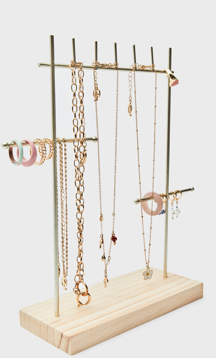 Wooden base jewellery stand