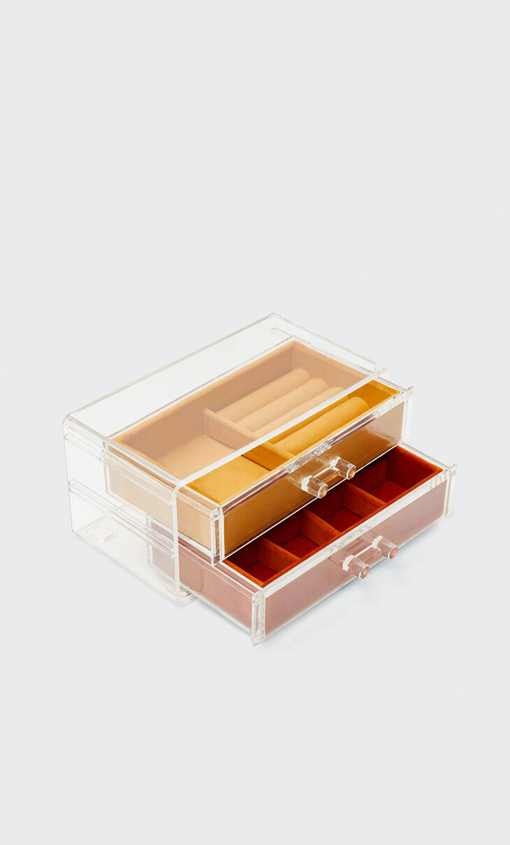 Large velvet jewellery box with drawer
