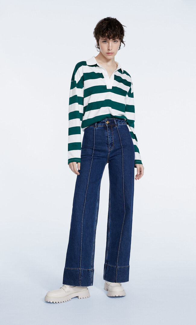 

Stradivarius Minimalistyczne Jeansy Full Length Denimowy Średni Light Blue 34