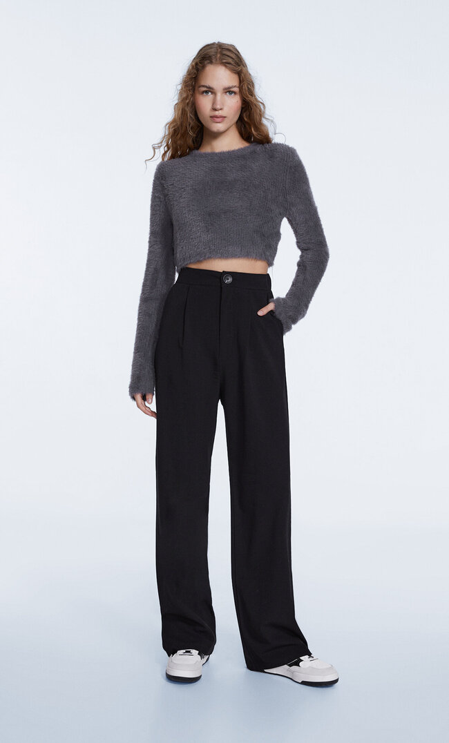 

Stradivarius Wide Leg Hose Schwarz 44