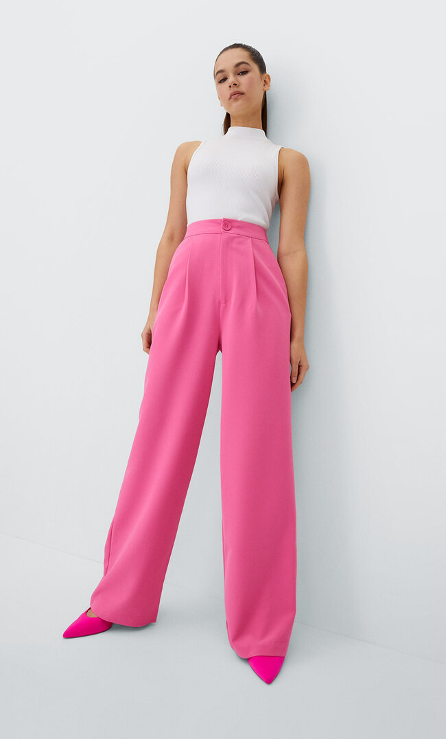 

Stradivarius Pantalon Wide Leg Rose Bonbon 44