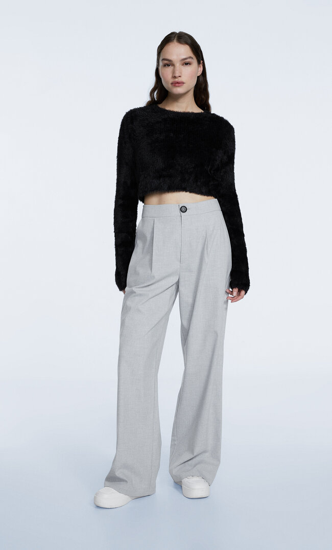 

Stradivarius Wide Leg Hose Grau Melange 44
