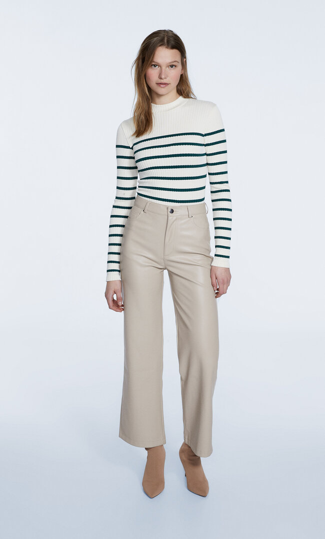 

Stradivarius Wide-Leg-Hose Aus Kunstleder Vanille 34