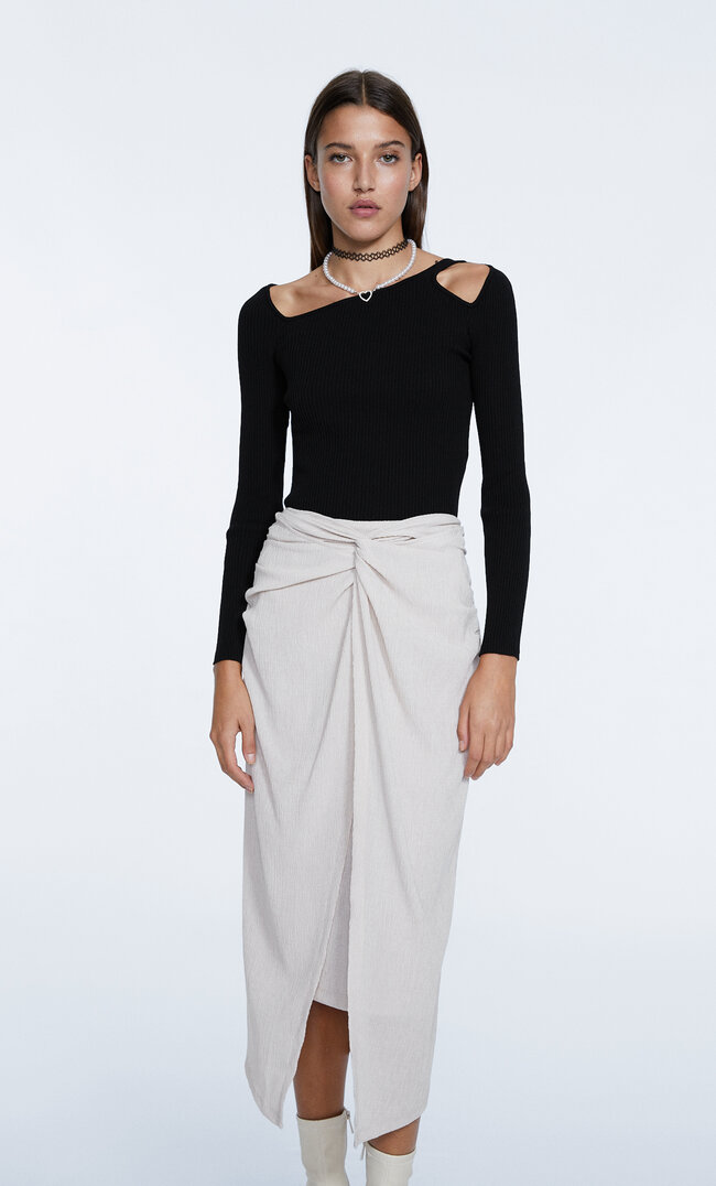 Stradivarius Midirock Mit Knoten Steingrau M