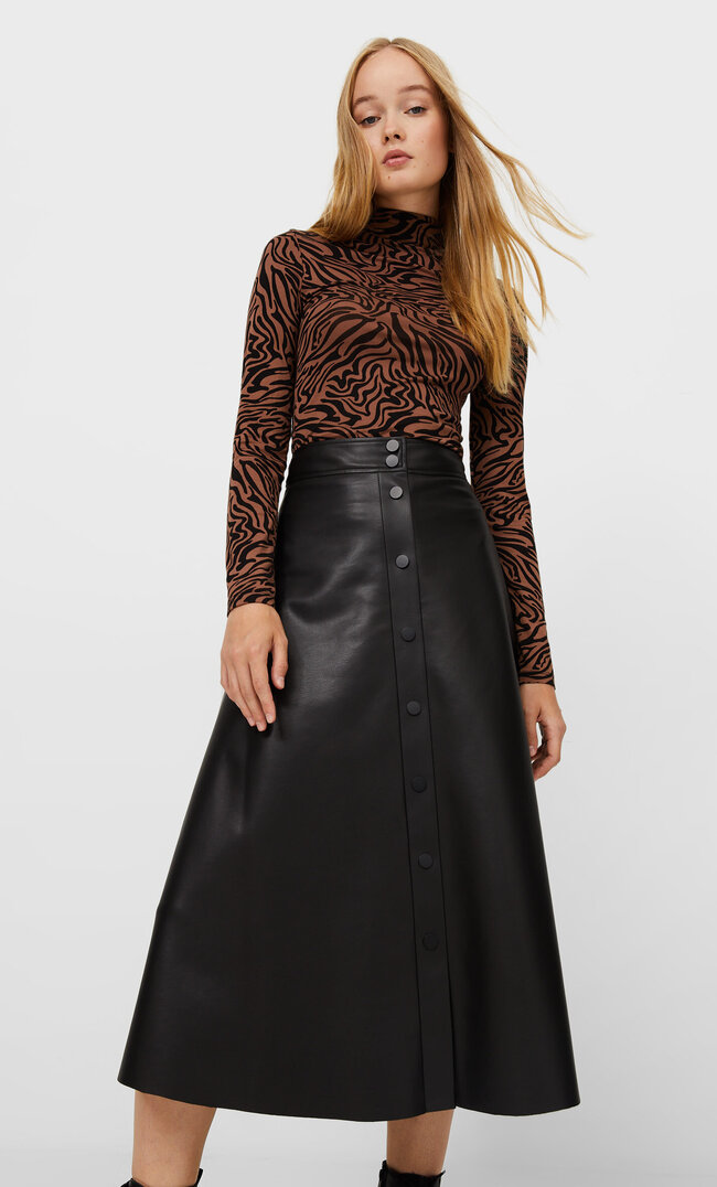 

Stradivarius Midirock Aus Kunstleder Schwarz S