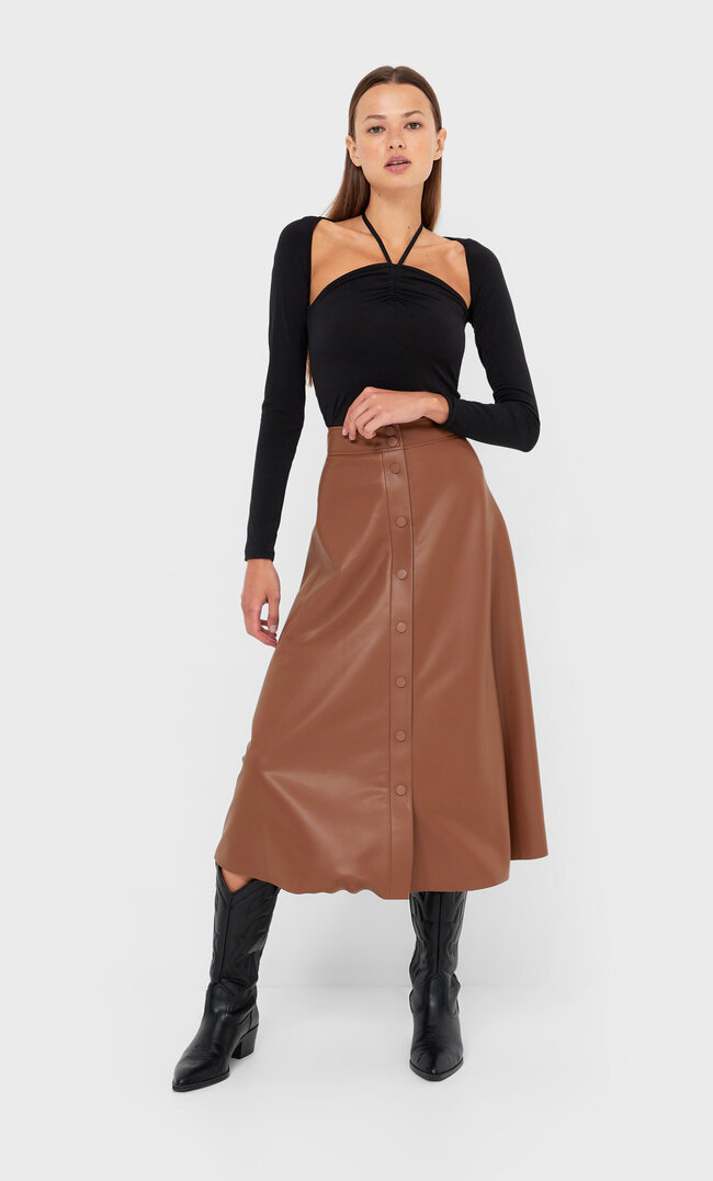 

Stradivarius Midirock Aus Kunstleder Helles Camel Xs