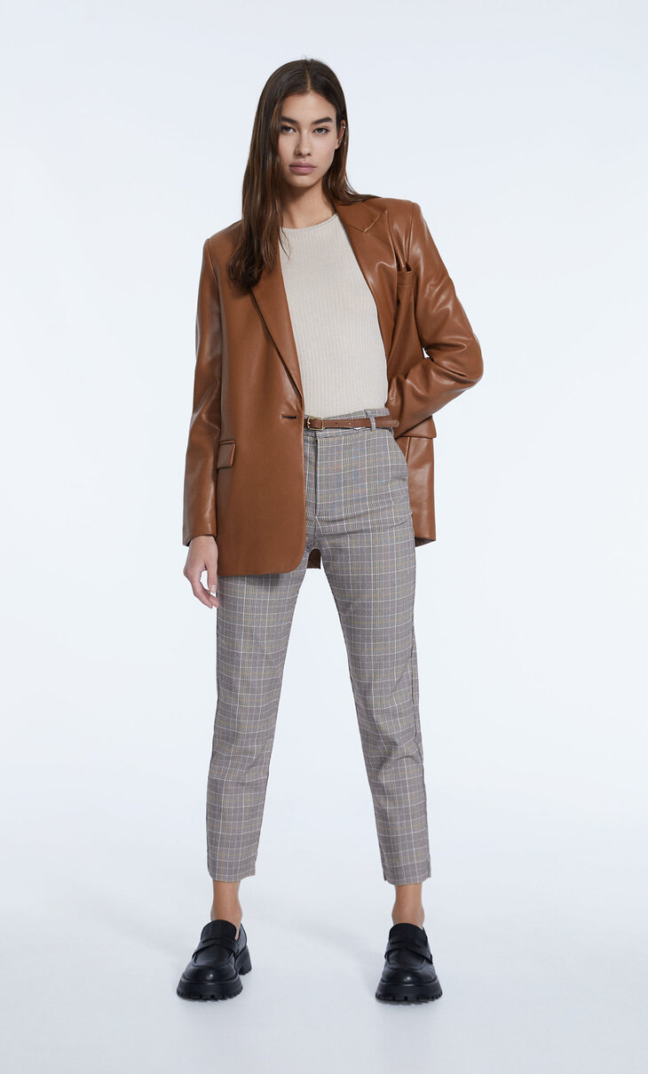 Zara Leren broek bruin casual uitstraling Mode Broeken Leren broeken 