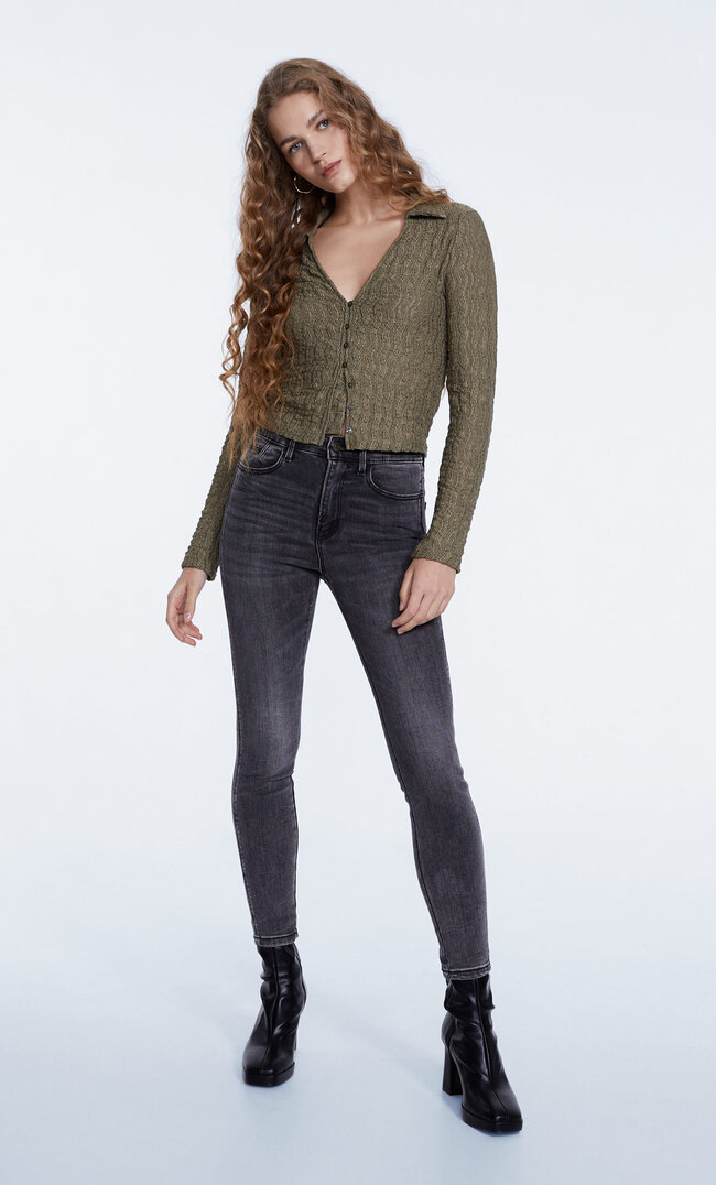 

Stradivarius Jeans Mit Hohem Bund Black Denim Washed 34