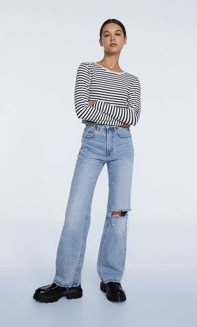 

Stradivarius Jean Flare Vintage Denim Bleu Clair Moyen 44