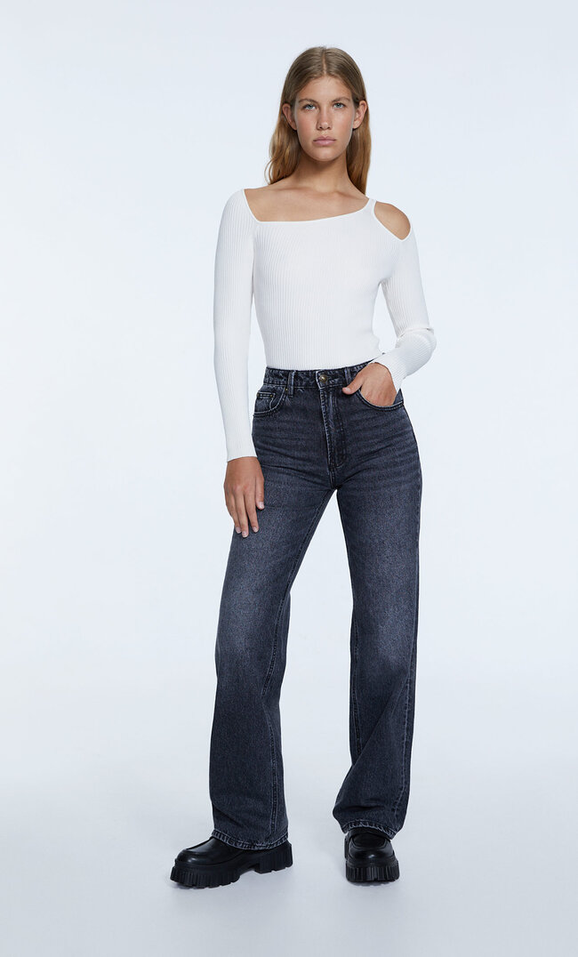 

Stradivarius Hose Im Straight Fit Black Denim Washed 38