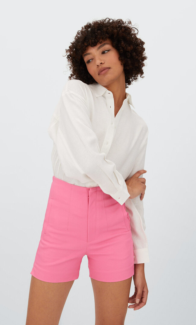 

Stradivarius Short Habillé Taille Haute Rose Bonbon 36