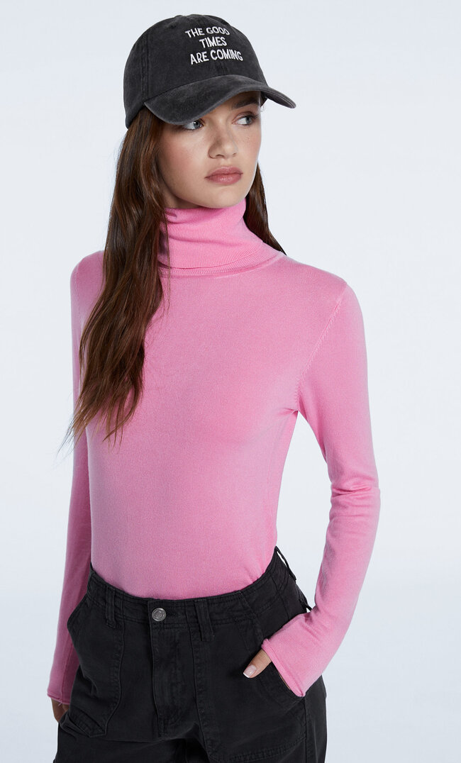Stradivarius Rollkragenpullover Kaugummirosa Xs